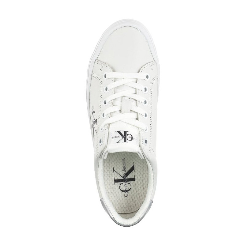 Calvin Klein Vulc Flatform Laceup Lth Bright White/Silver YW0YW01474 0K9 (CK507-a) kingad