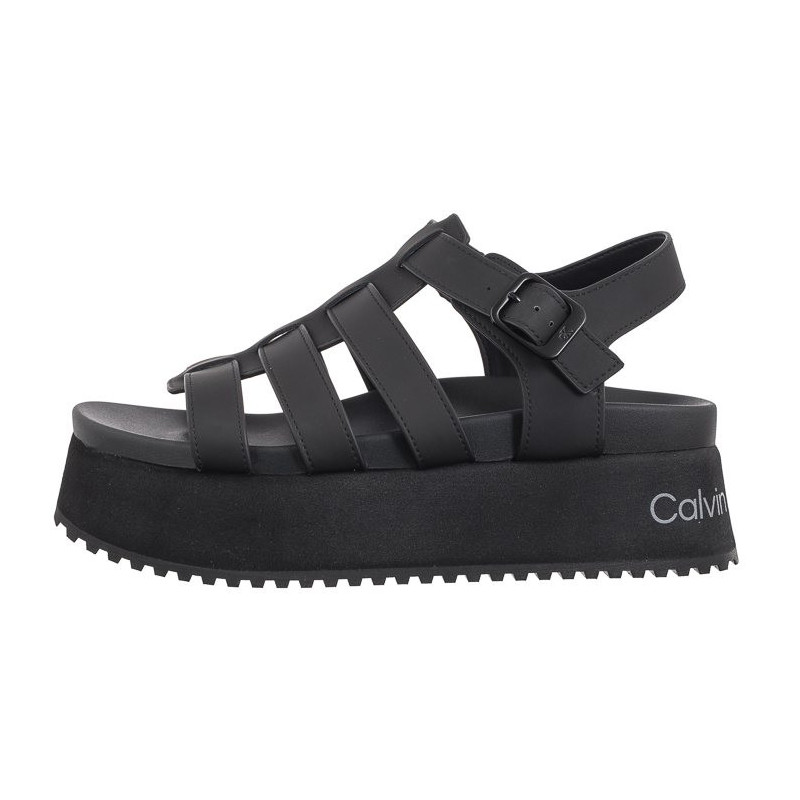 Calvin Klein Platform Buckle Rubber Mg Mtl Triple Black YW0YW01513 0GT (CK509-b) kingad