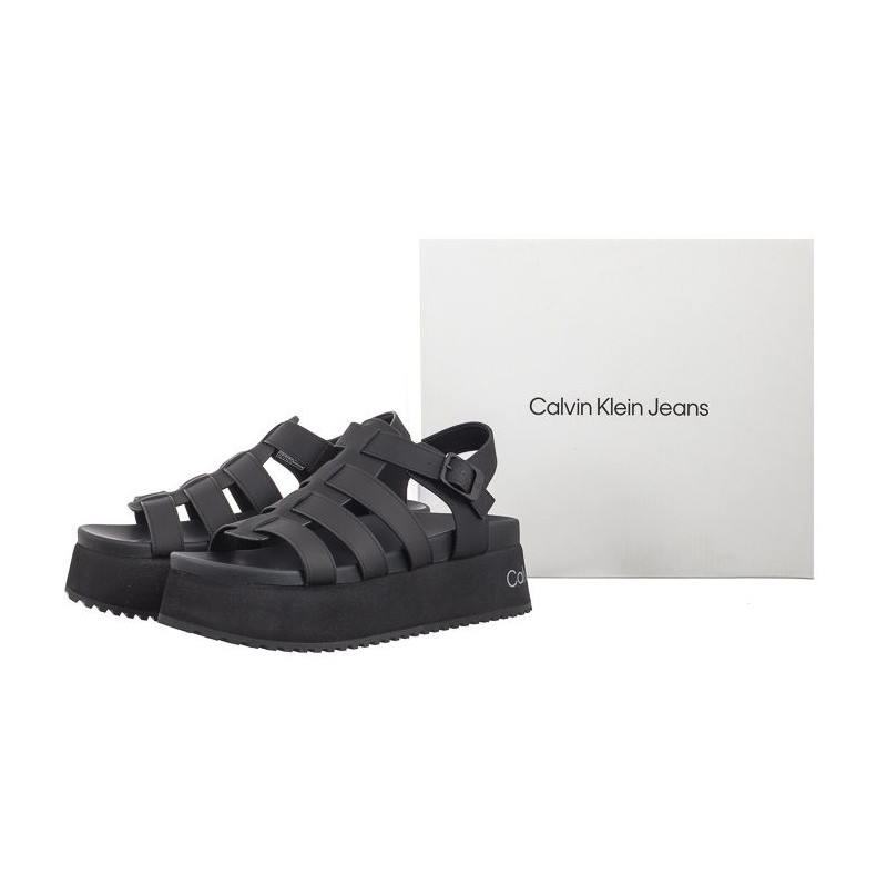 Calvin Klein Platform Buckle Rubber Mg Mtl Triple Black YW0YW01513 0GT (CK509-b) kingad