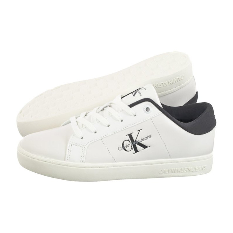 Calvin Klein Classic Cupsole Lowlaceup Lth Wn Bright White/Black YW0YW01444 0GM (CK511-a) kingad