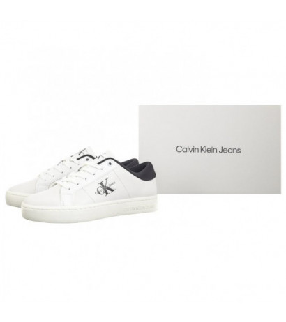 Calvin Klein Classic Cupsole Lowlaceup Lth Wn Bright White/Black YW0YW01444 0GM (CK511-a) kingad