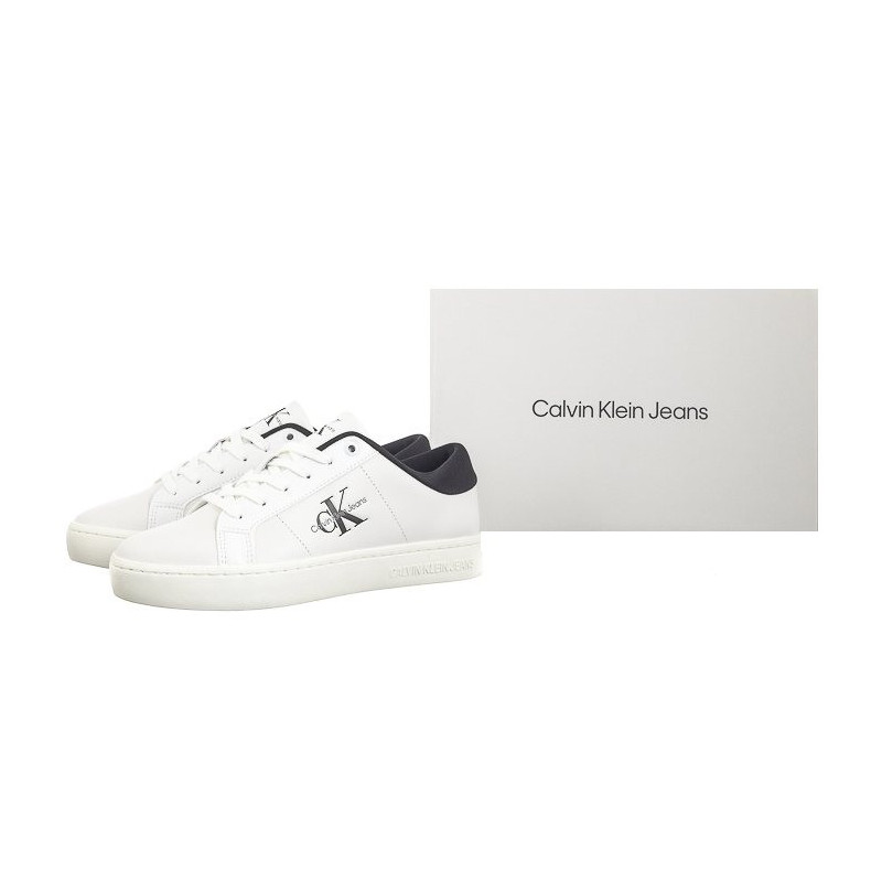 Calvin Klein Classic Cupsole Lowlaceup Lth Wn Bright White/Black YW0YW01444 0GM (CK511-a) kingad