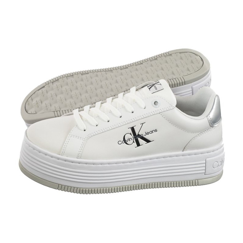 Calvin Klein Bold Platf Low Lace Lth Ml Mtl Bright White/Silver YW0YW01516 0K9 (CK506-b) kingad