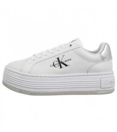 Calvin Klein Bold Platf Low Lace Lth Ml Mtl Bright White/Silver YW0YW01516 0K9 (CK506-b) kingad