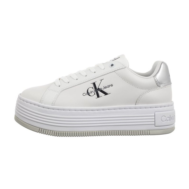 Calvin Klein Bold Platf Low Lace Lth Ml Mtl Bright White/Silver YW0YW01516 0K9 (CK506-b) kingad