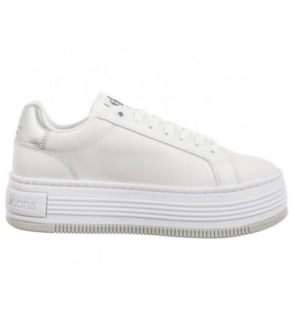 Calvin Klein Bold Platf Low Lace Lth Ml Mtl Bright White/Silver YW0YW01516 0K9 (CK506-b) kingad