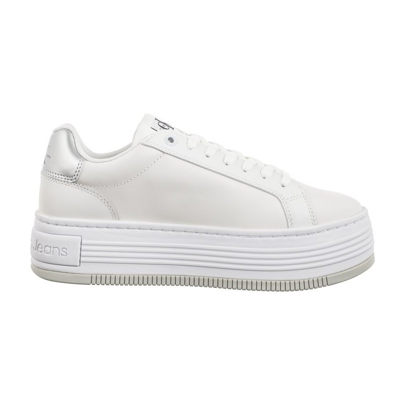 Calvin Klein Bold Platf Low Lace Lth Ml Mtl Bright White/Silver YW0YW01516 0K9 (CK506-b) kingad