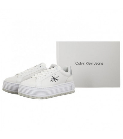 Calvin Klein Bold Platf Low Lace Lth Ml Mtl Bright White/Silver YW0YW01516 0K9 (CK506-b) kingad