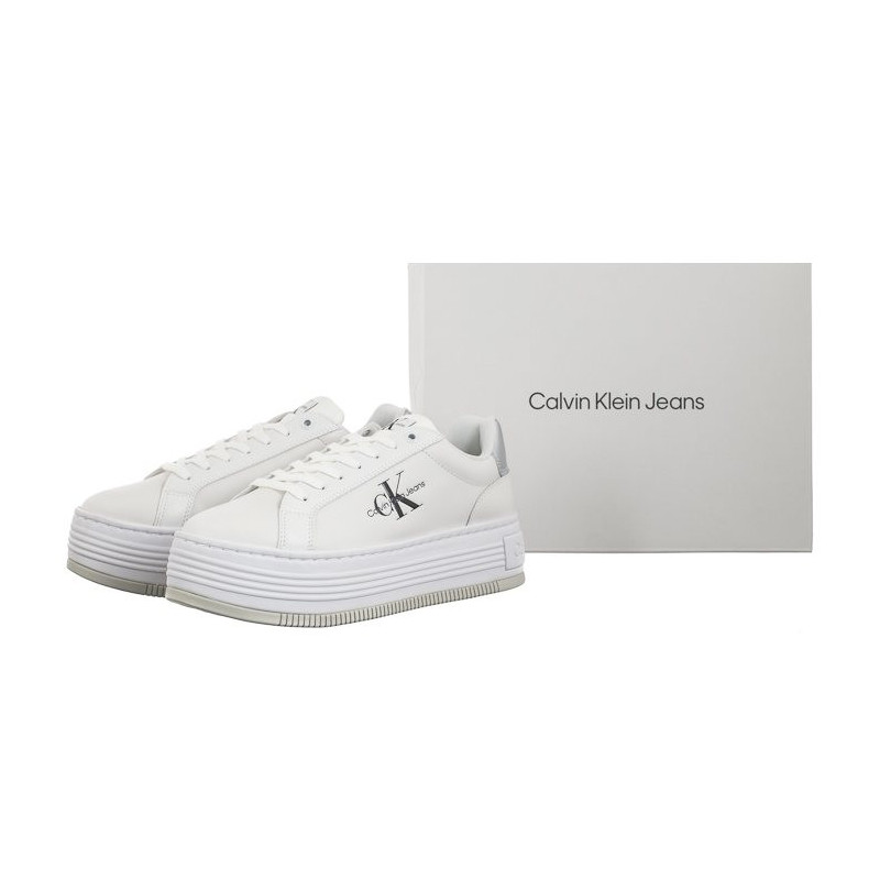 Calvin Klein Bold Platf Low Lace Lth Ml Mtl Bright White/Silver YW0YW01516 0K9 (CK506-b) kingad