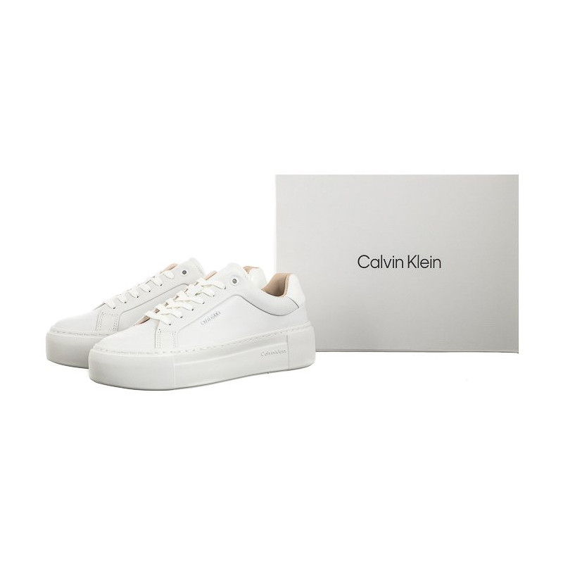 Calvin Klein Ff Cupsole LAce Up W/Ml Lth Triple White HW0HW02118 0K4 (CK510-a) kingad