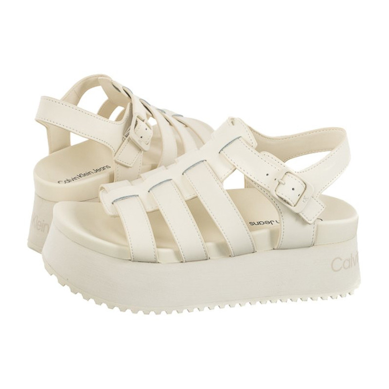 Calvin Klein Platform Buckle Rubber Mg Mtl Triple Creamy White YW0YW01513 YBI (CK509-a) kingad