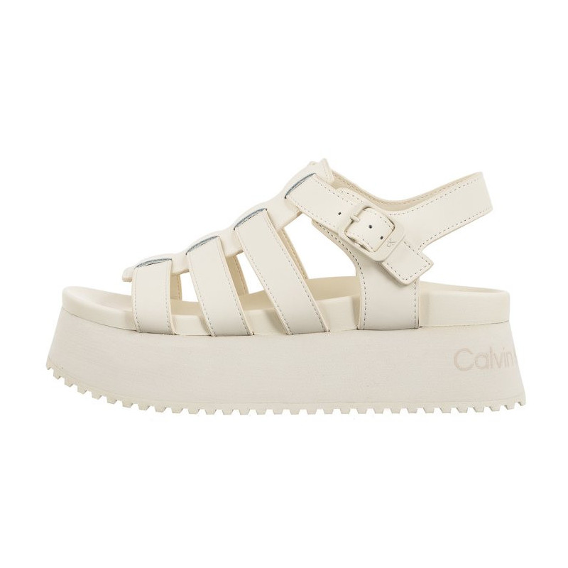 Calvin Klein Platform Buckle Rubber Mg Mtl Triple Creamy White YW0YW01513 YBI (CK509-a) kingad