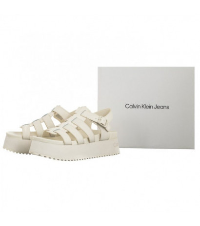 Calvin Klein Platform Buckle Rubber Mg Mtl Triple Creamy White YW0YW01513 YBI (CK509-a) kingad