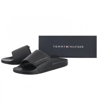 Tommy Hilfiger Strappy Hilfiger Pool Slide Black FM0FM05095 BDS (TH1120-a) sussid