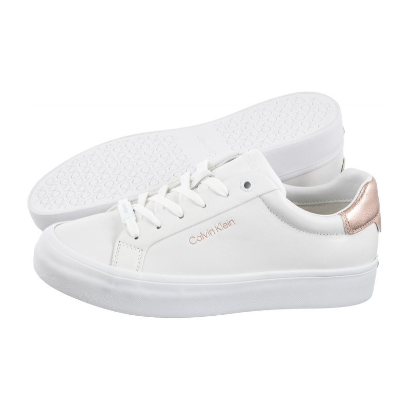 Calvin Klein Vulc Lace Up Saff Fox W/Met Bt HW0HW02104 0K6 White/Metal Cameo (CK528-a) kingad