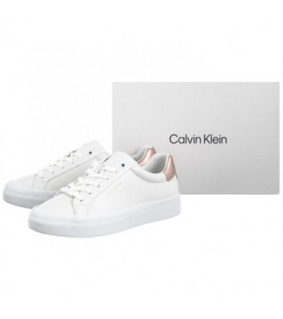 Calvin Klein Vulc Lace Up Saff Fox W/Met Bt HW0HW02104 0K6 White/Metal Cameo (CK528-a) kingad