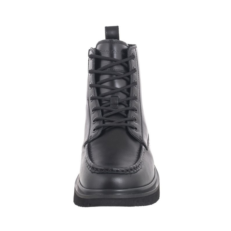 Calvin Klein Eva Boot Mid Laceup Unform Dress Triple Black YM0YM01073 0GJ (CK558-a) saapad