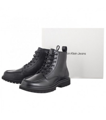 Calvin Klein Eva Boot Mid Laceup Unform Dress Triple Black YM0YM01073 0GJ (CK558-a) saapad