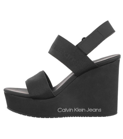 Calvin Klein Wedge Sandal Webbing In Mtl Black/Stormfront YW0YW01479 0GO (CK512-a) kingad