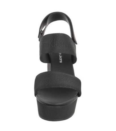 Calvin Klein Wedge Sandal Webbing In Mtl Black/Stormfront YW0YW01479 0GO (CK512-a) kingad