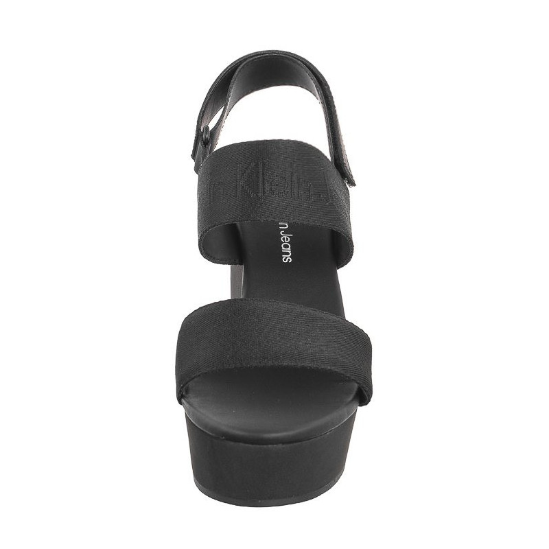 Calvin Klein Wedge Sandal Webbing In Mtl Black/Stormfront YW0YW01479 0GO (CK512-a) kingad