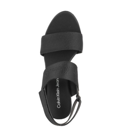 Calvin Klein Wedge Sandal Webbing In Mtl Black/Stormfront YW0YW01479 0GO (CK512-a) kingad