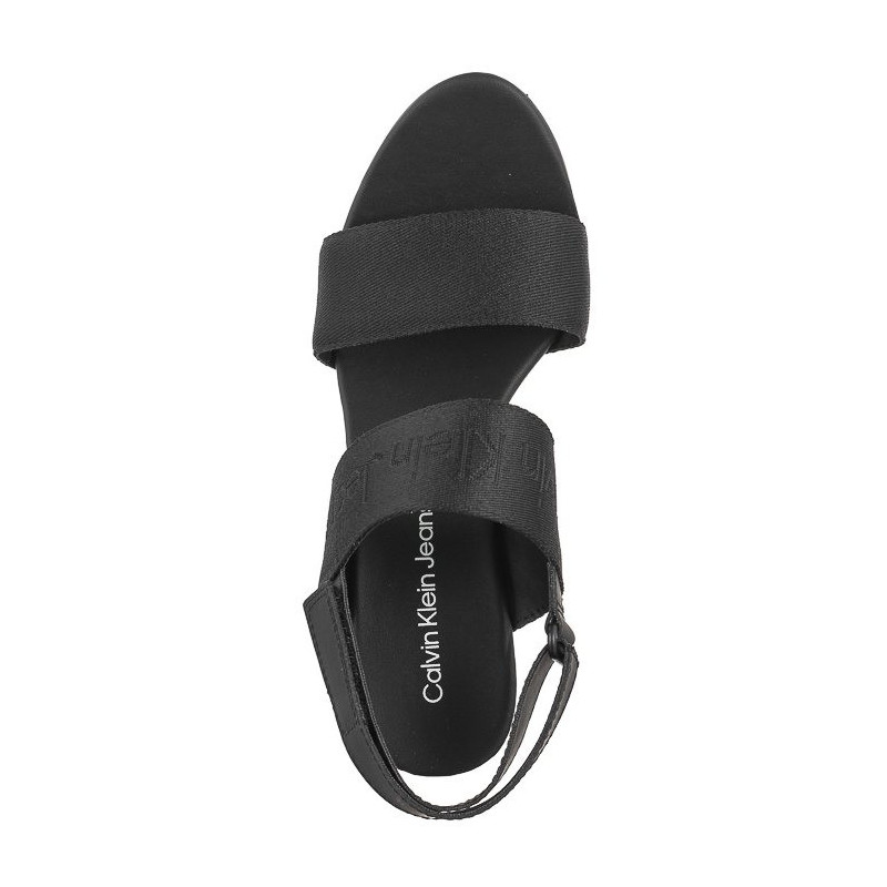 Calvin Klein Wedge Sandal Webbing In Mtl Black/Stormfront YW0YW01479 0GO (CK512-a) kingad