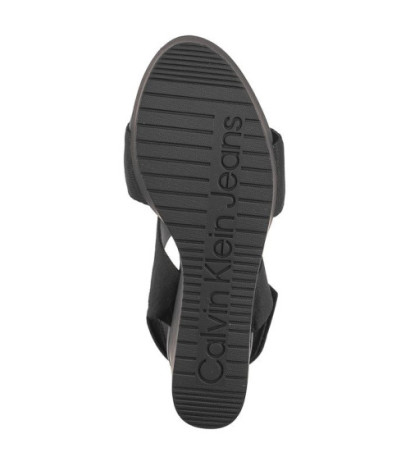 Calvin Klein Wedge Sandal Webbing In Mtl Black/Stormfront YW0YW01479 0GO (CK512-a) kingad