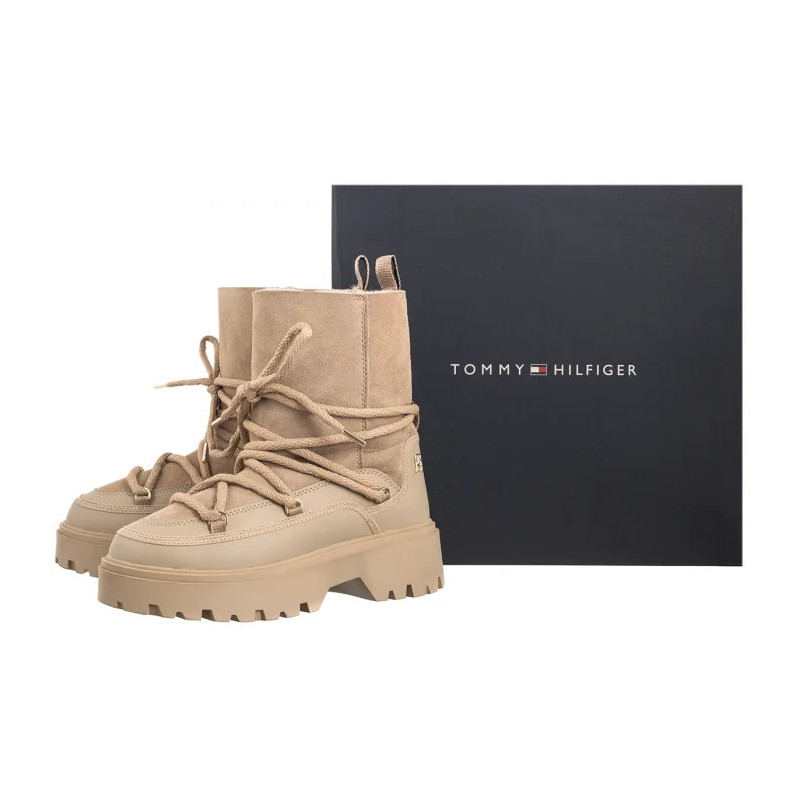 Tommy Hilfiger Real Shearling Lace-Up Snowboot Beige FW0FW08085 AEG (TH1210-a) saapad