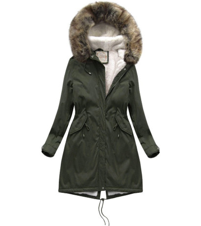 FUR HOODED PARKA KHAKI (7992-PLUS) striukė