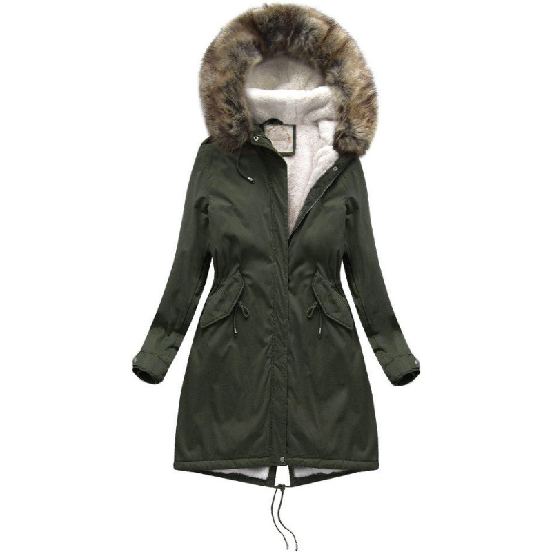 FUR HOODED PARKA KHAKI (7992-PLUS) striukė