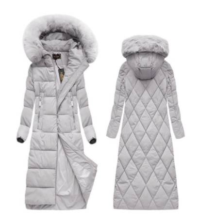 LONG WINTER HOODED JACKET GREY (7688) striukė