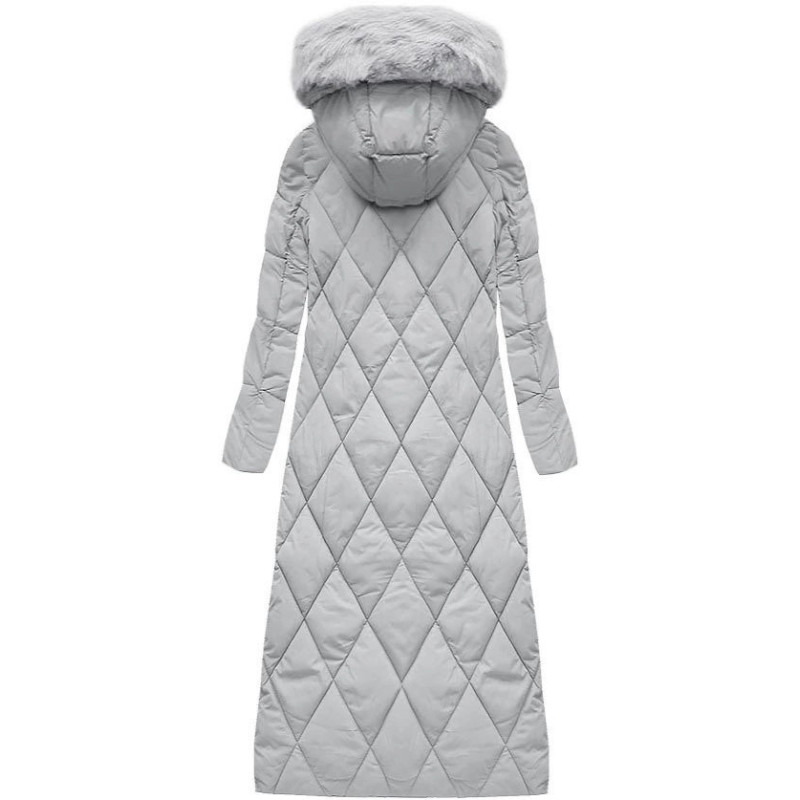 LONG WINTER HOODED JACKET GREY (7688) striukė