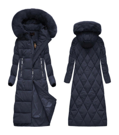 LONG WINTER HOODED JACKET NAVY BLUE (7688BIG) striukė