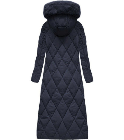 LONG WINTER HOODED JACKET NAVY BLUE (7688BIG) striukė