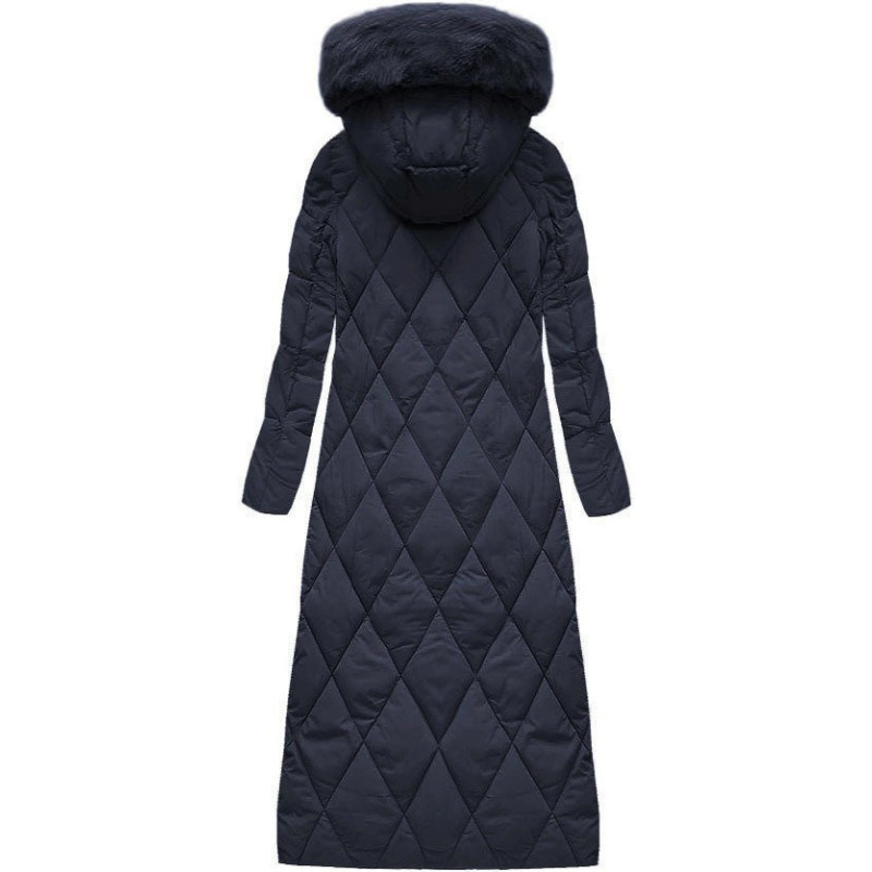 LONG WINTER HOODED JACKET NAVY BLUE (7688BIG) striukė