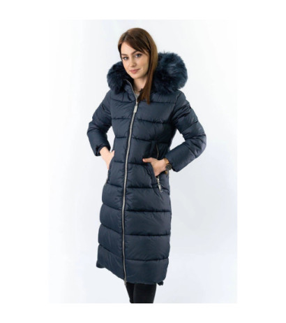 LONG WINTER HOODED JACKET NAVY BLUE (7688BIG) striukė