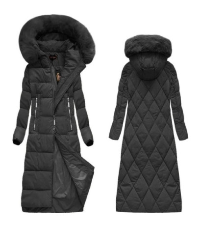 LONG WINTER HOODED JACKET BLACK (7688BIG) striukė