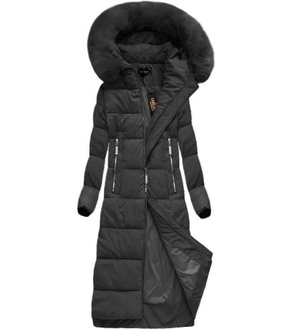 LONG WINTER HOODED JACKET BLACK (7688BIG) striukė