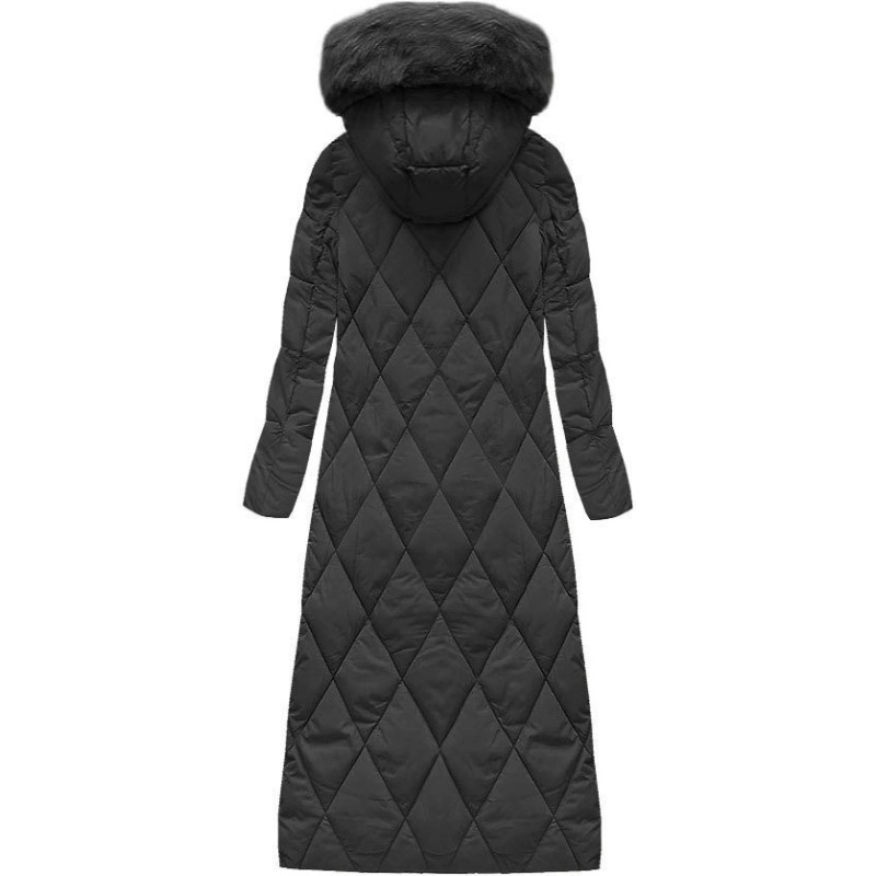 LONG WINTER HOODED JACKET BLACK (7688BIG) striukė