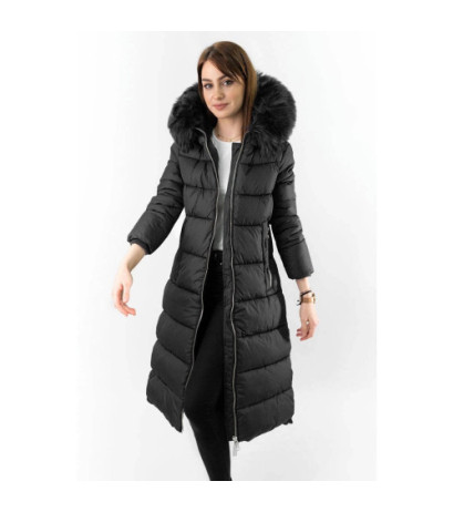 LONG WINTER HOODED JACKET BLACK (7688BIG) striukė