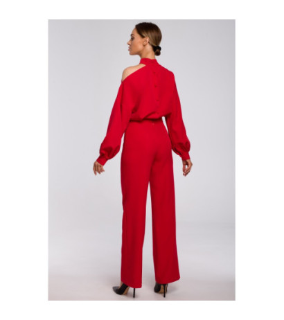 M528 Jumpsuit puhvriga varrukatega - punane