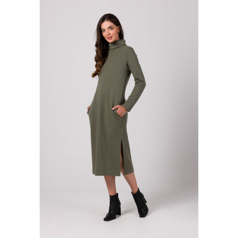 B274 Half turtleneck kleit - khaki värvi