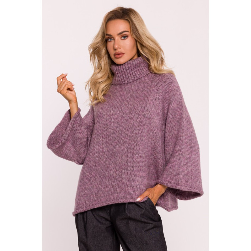 M822 Turtleneck pusa laiade varrukatega - kanarbik - heather