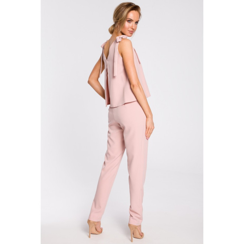 M437 Tie shoulder jumpsuit - pulbri sinine