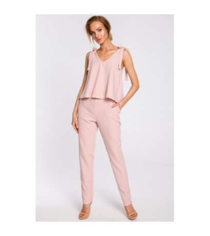 M437 Tie shoulder jumpsuit - pulbri sinine