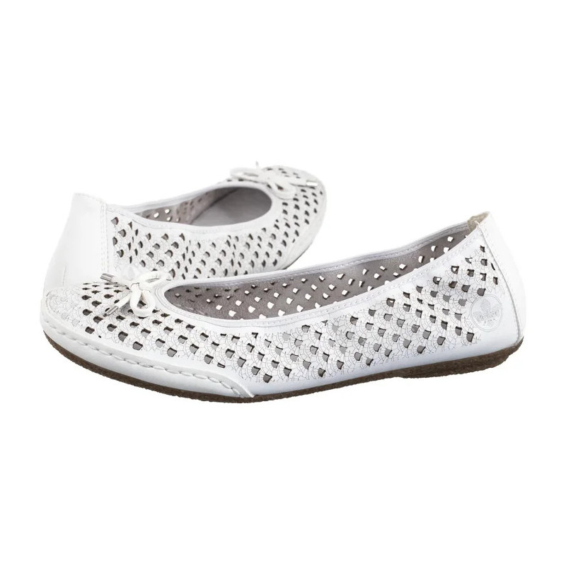 Rieker Białe Ażurowe 41489-80 White (RI241-a) baleriinid