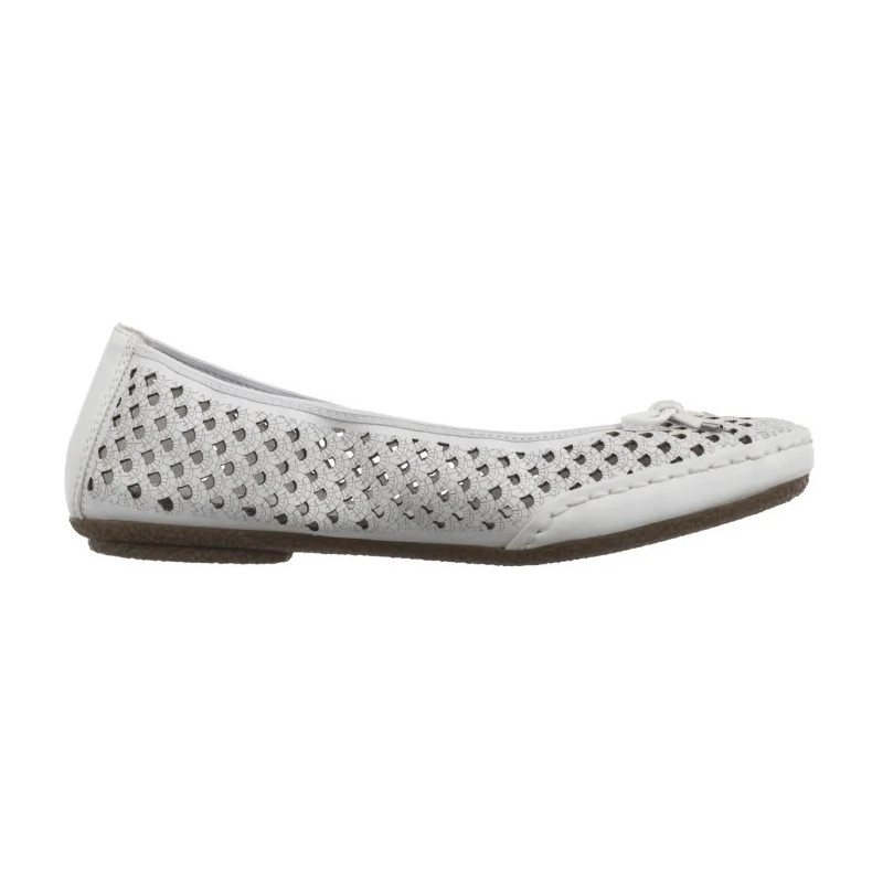 Rieker Białe Ażurowe 41489-80 White (RI241-a) baleriinid