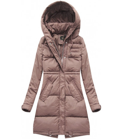 LONG HOODED WINTER JACKET VINTAGE PINK (7752) striukė