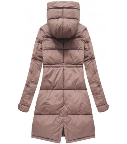 LONG HOODED WINTER JACKET VINTAGE PINK (7752) striukė